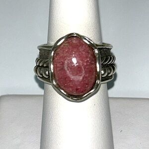 NWOT Passage To Israel Sterling Rhodocrocite Double Spinner Fidget Designer Ring